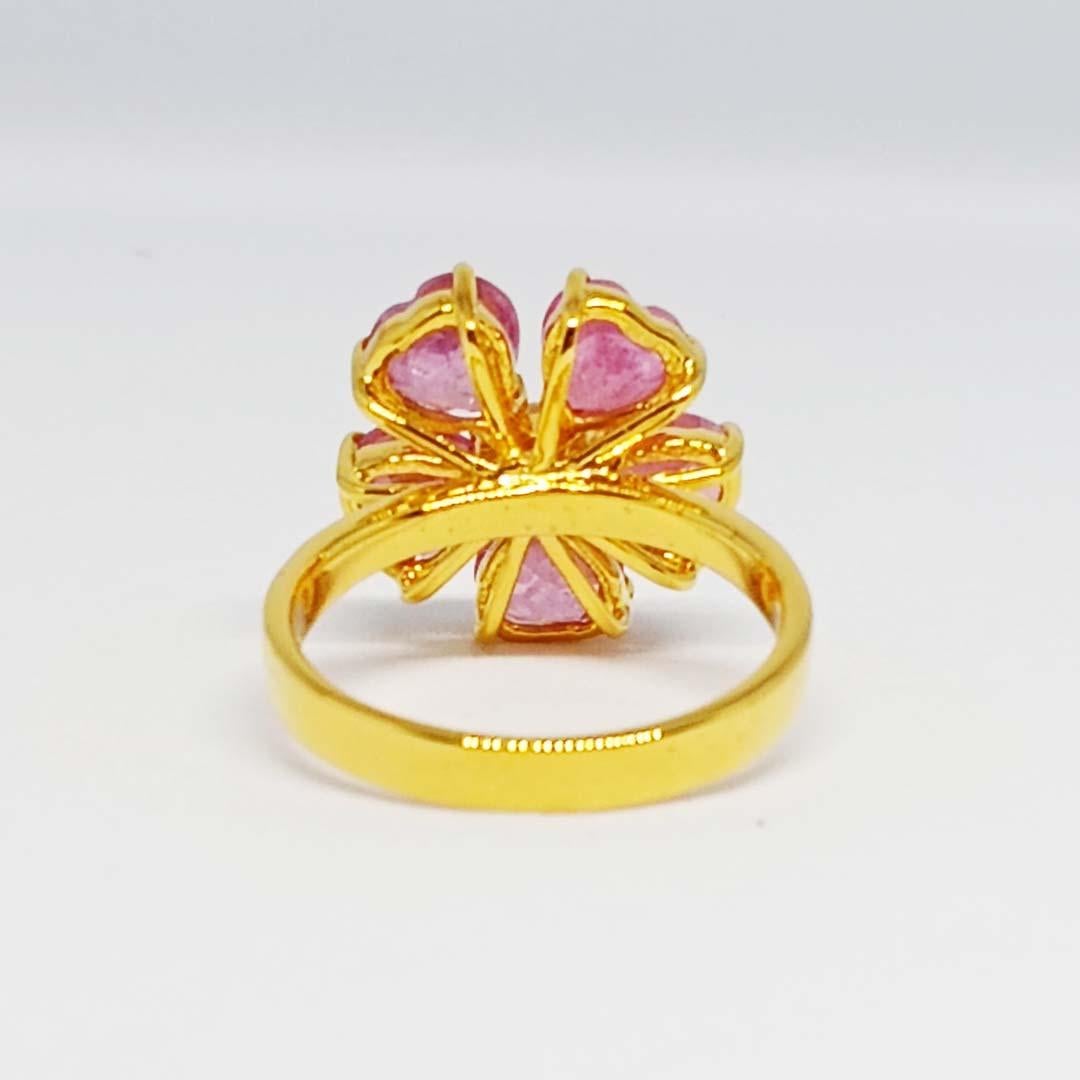 5.40cts Pink tourmaline ring.Streling Silver on 18K Gold Plated In New Condition For Sale In Bangkok, TH