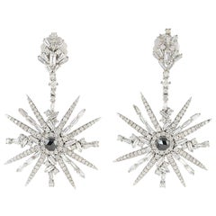 5.41 Carat 18 Karat White Gold Diamond Starburst Earrings