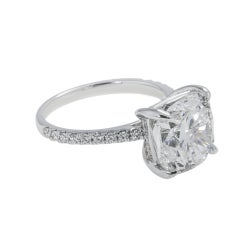 5.41 Carat Cushion Diamond Ring Brilliant White 18K Gold Heirloom-Worthy Glow