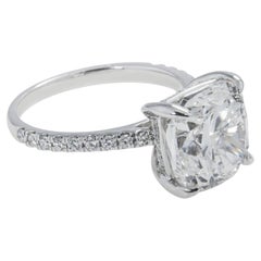 5.41 Carat Cushion Diamond Ring Brilliant White 18K Gold Heirloom-Worthy Glow