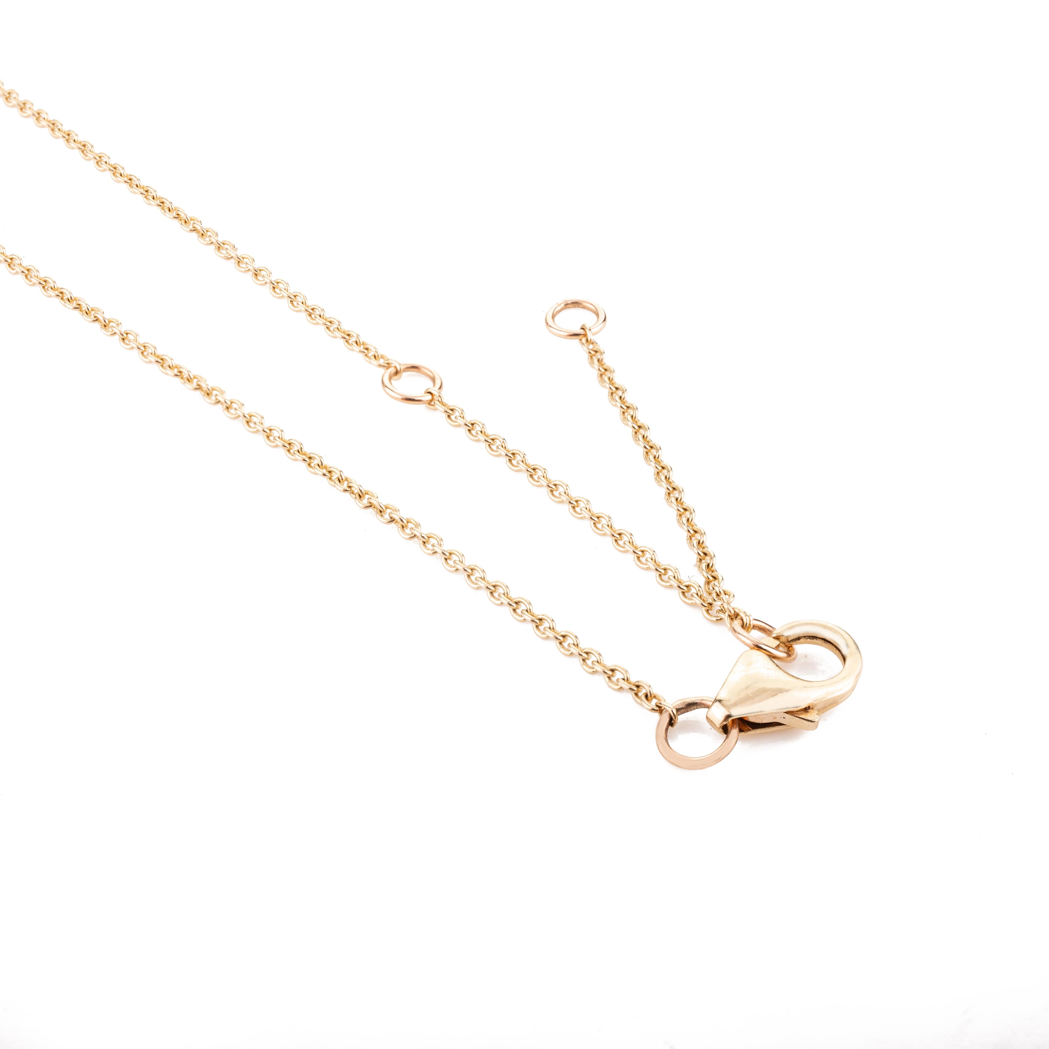 Taille octogone Collier à chaîne station avec émeraudes octogonales de 5,41 carats en or jaune massif 14 carats en vente