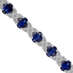 5.41 Carat Sapphire and Diamond White Gold Bracelet