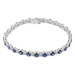 5.41 Carat Sapphire and Diamond White Gold Bracelet