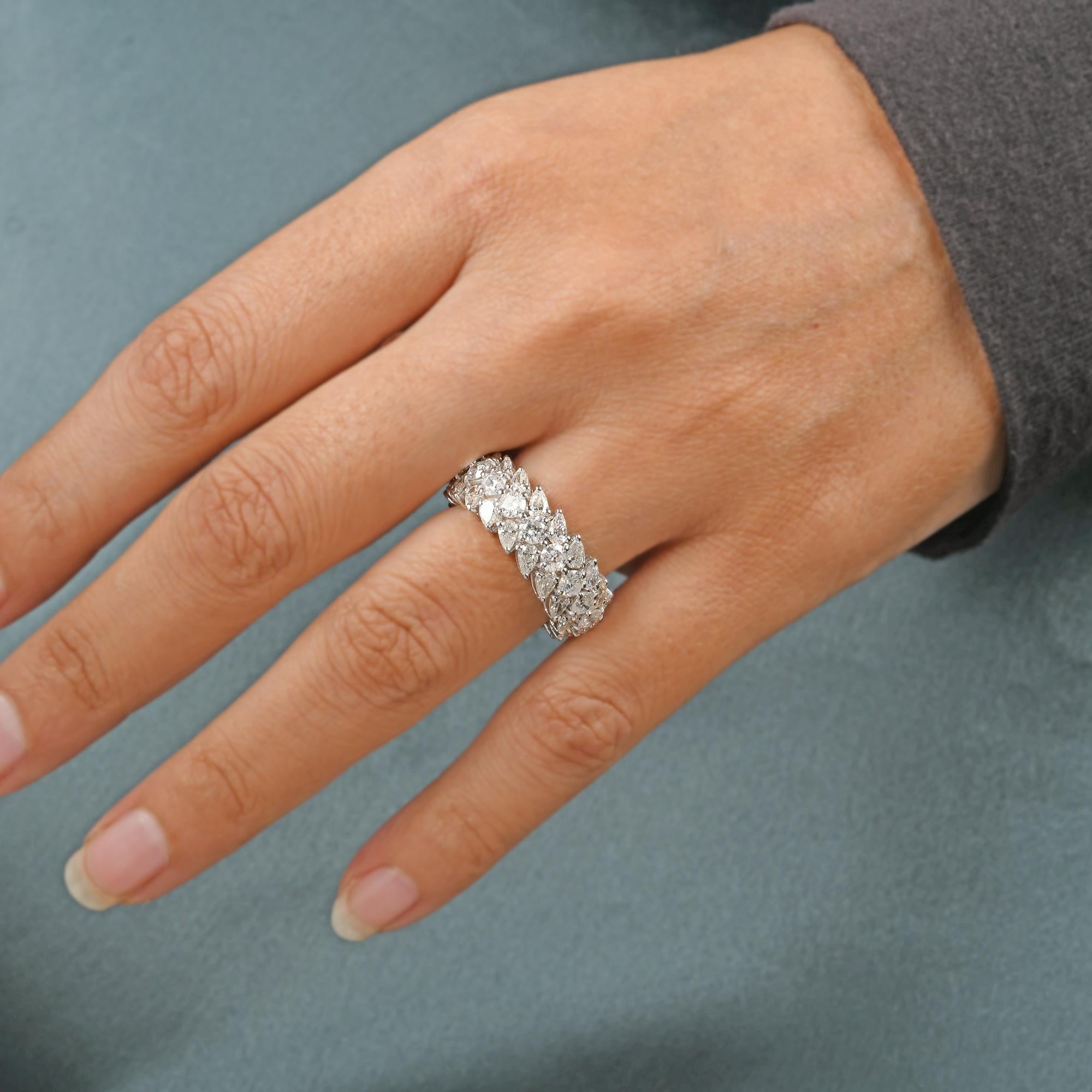 For Sale:  5.41 Carat SI Clarity HI Color Diamond 18 Karat White Gold Wedding Band Ring 2