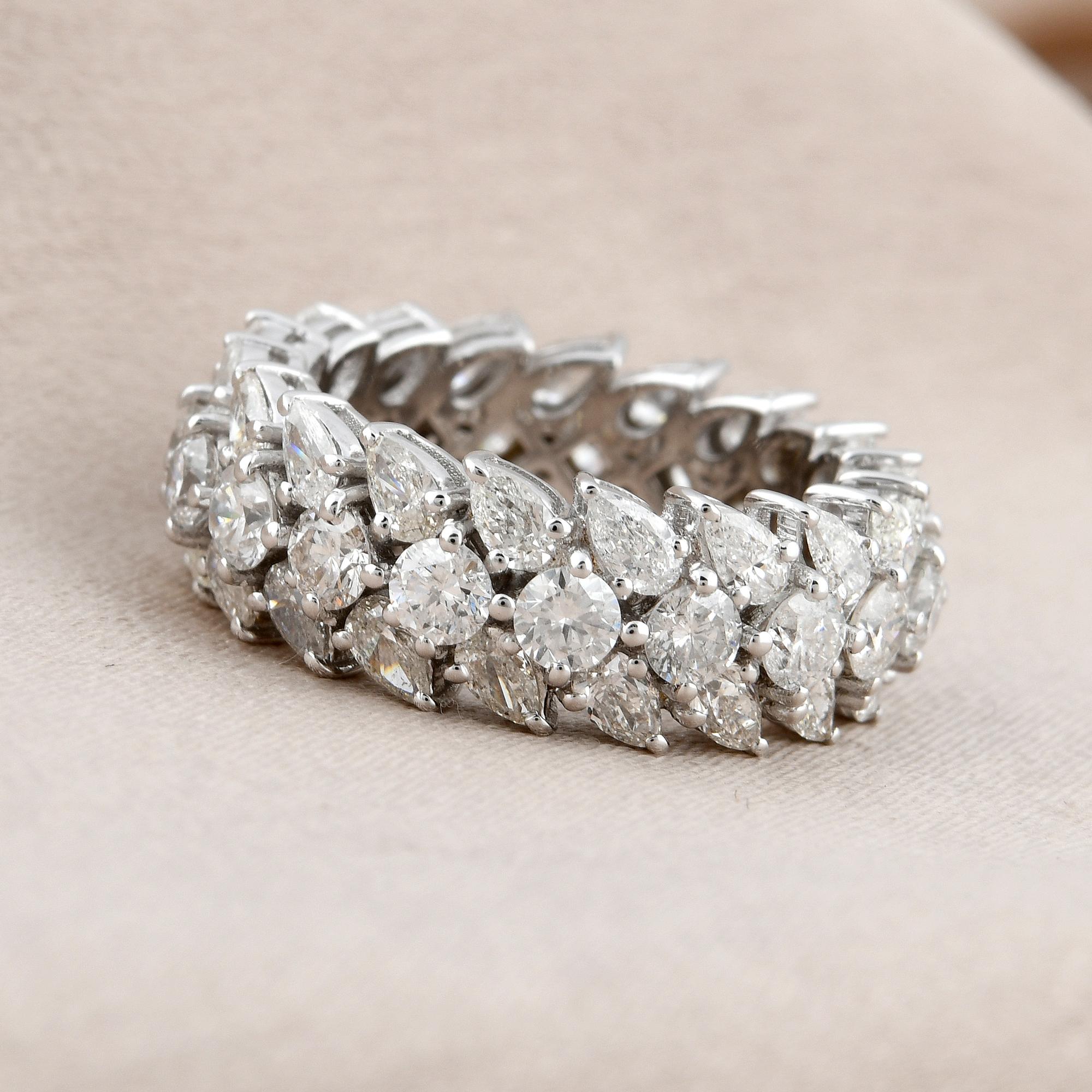 For Sale:  5.41 Carat SI Clarity HI Color Diamond 18 Karat White Gold Wedding Band Ring 4