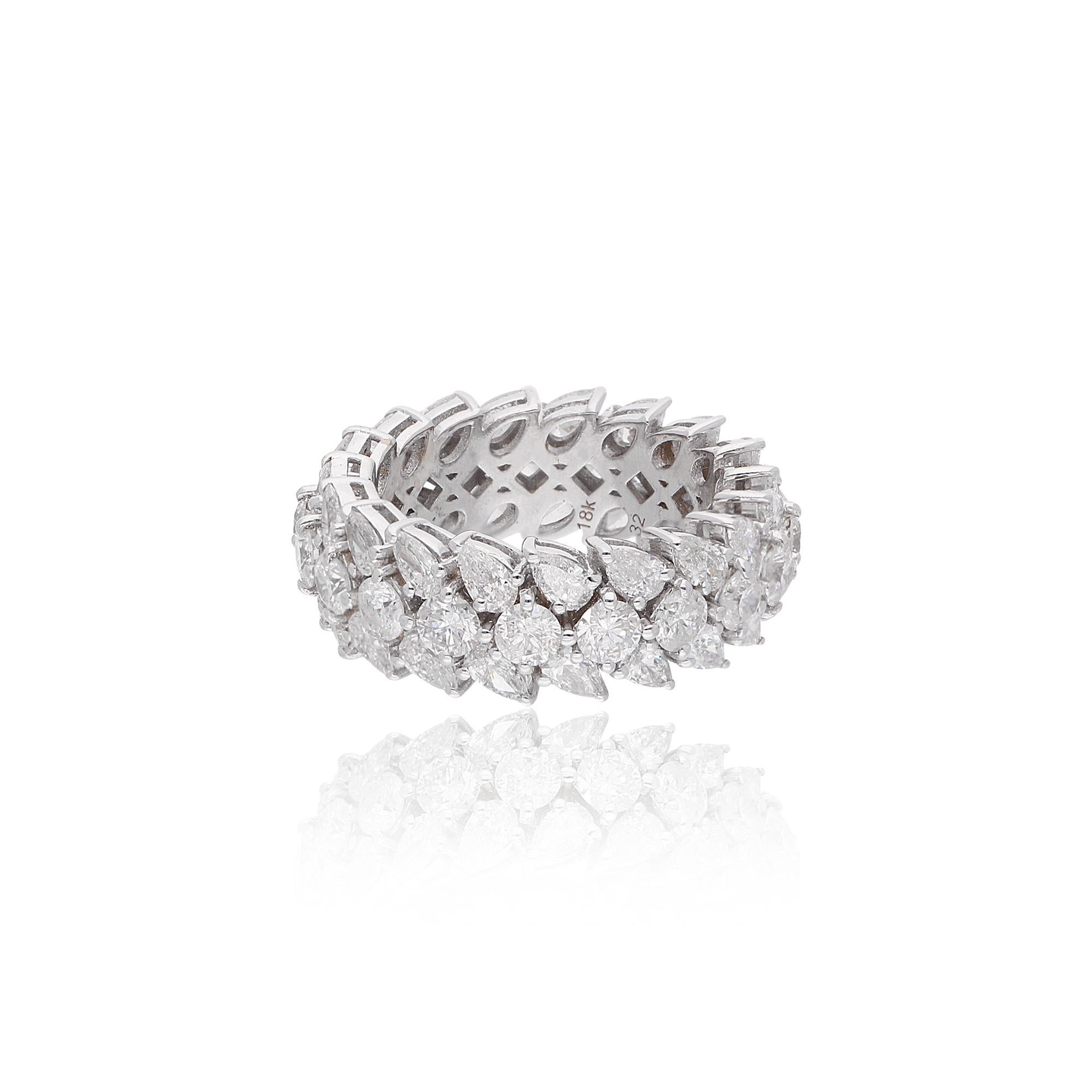 For Sale:  5.41 Carat SI Clarity HI Color Diamond 18 Karat White Gold Wedding Band Ring 6