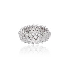 5,41 Karat SI Reinheit HI Farbe Diamant 18 Karat Weißgold Hochzeit Band Ring