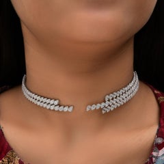 5,41 Karat SI/H Birnenschliff Diamant Offene Choker-Halskette 18 Karat Weißgold Schmuck