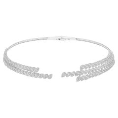 Collier ras du cou ouvert en or blanc 18 carats avec diamants poire de 5,41 carats SI/H