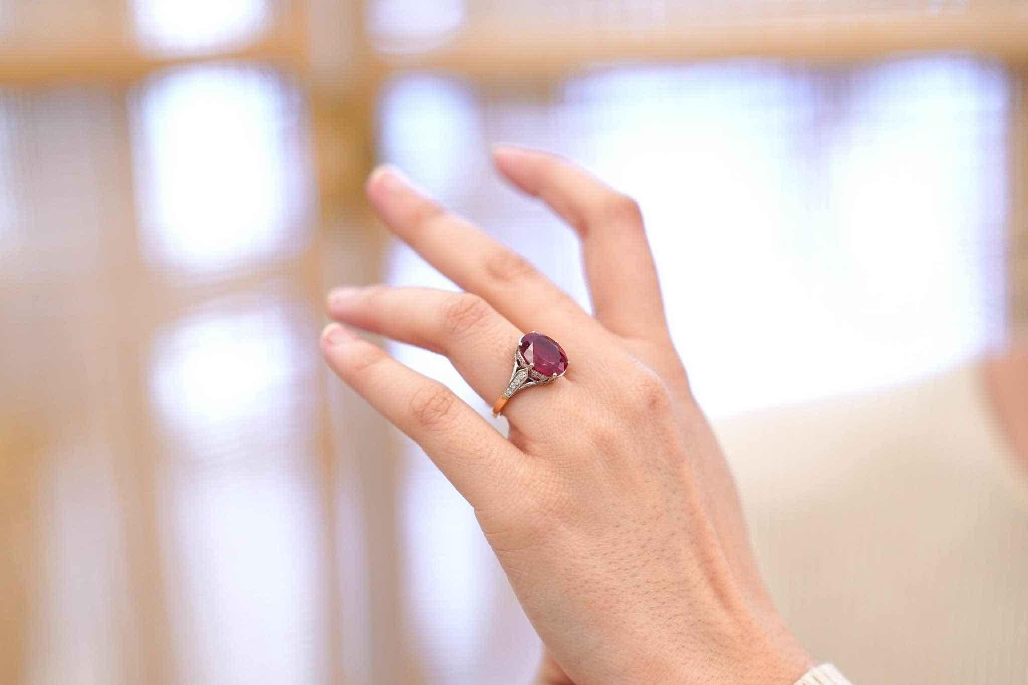 5.41 carats rubellite and diamonds ring For Sale 1