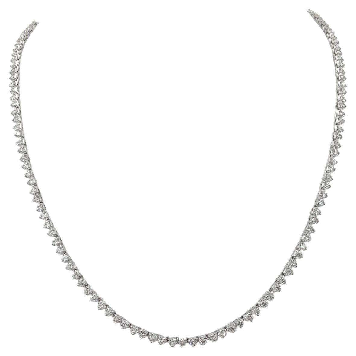 5.41 ct Total Weight Round Brilliant Cut Diamonds Straight Line Tennis Chain Necklace. 

