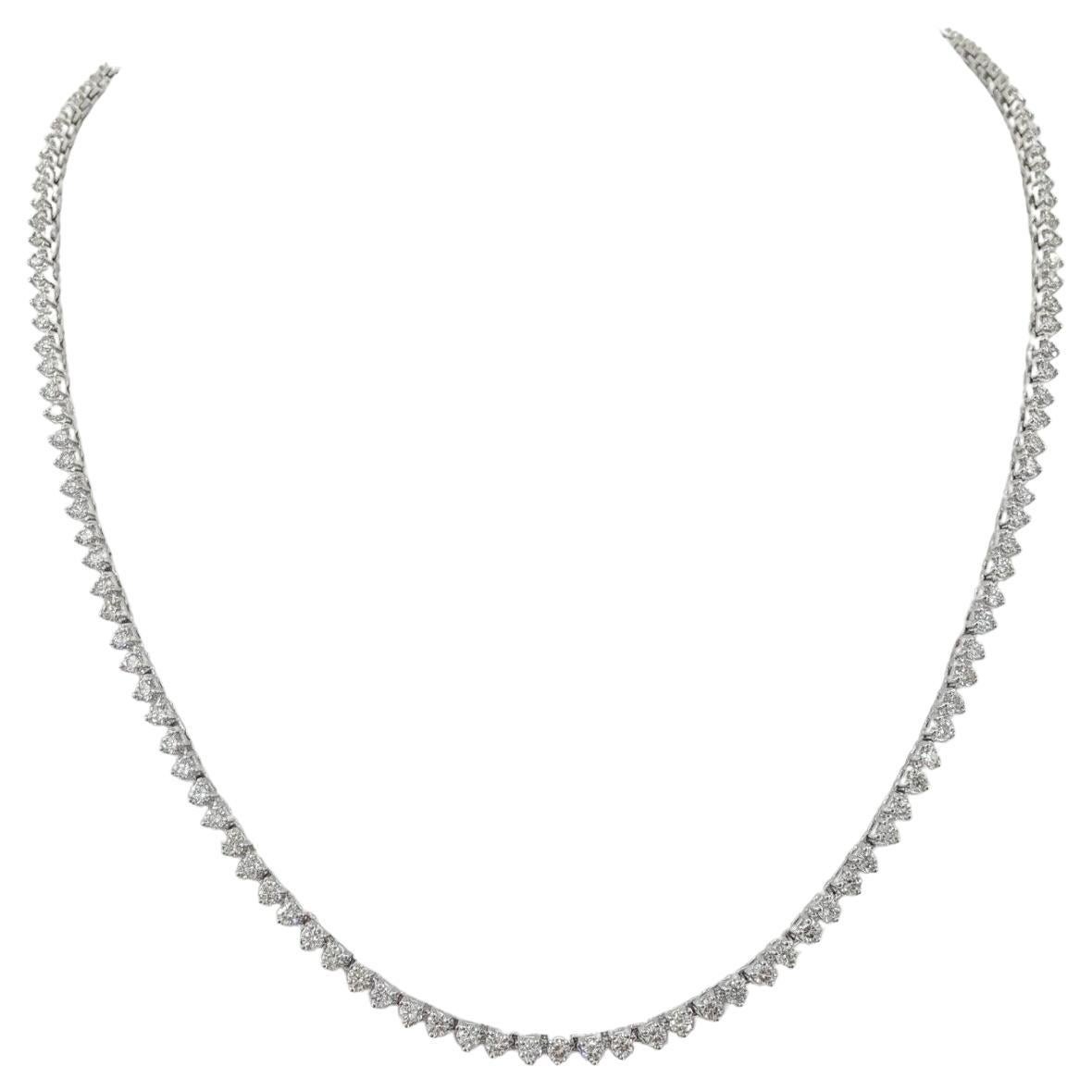 5,41 ct Gesamtgewicht Diamanten mit rundem Brillantschliff Halskette