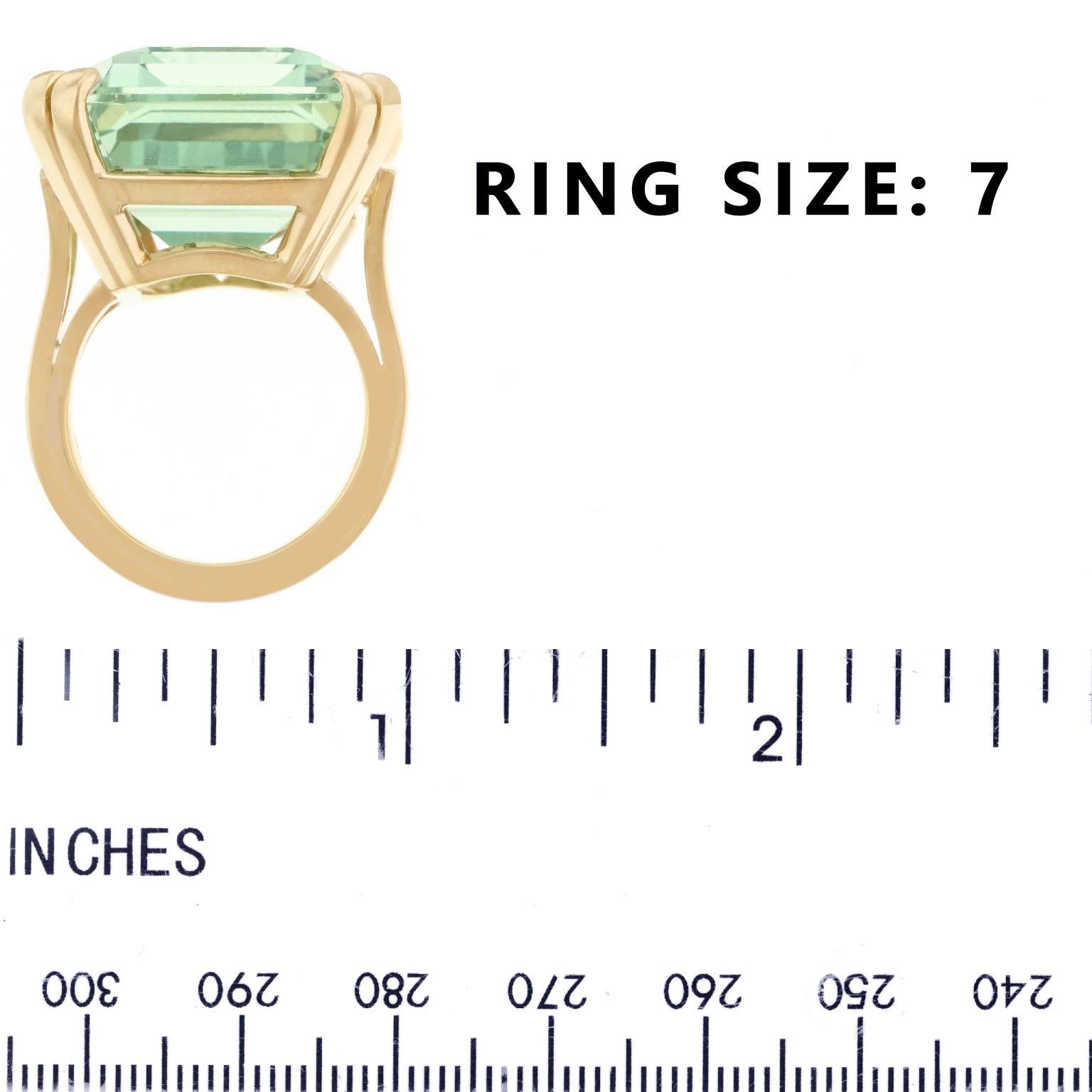 Emerald Cut 54.14 Carat Natural Green Beryl-Set Gold Ring GIA For Sale