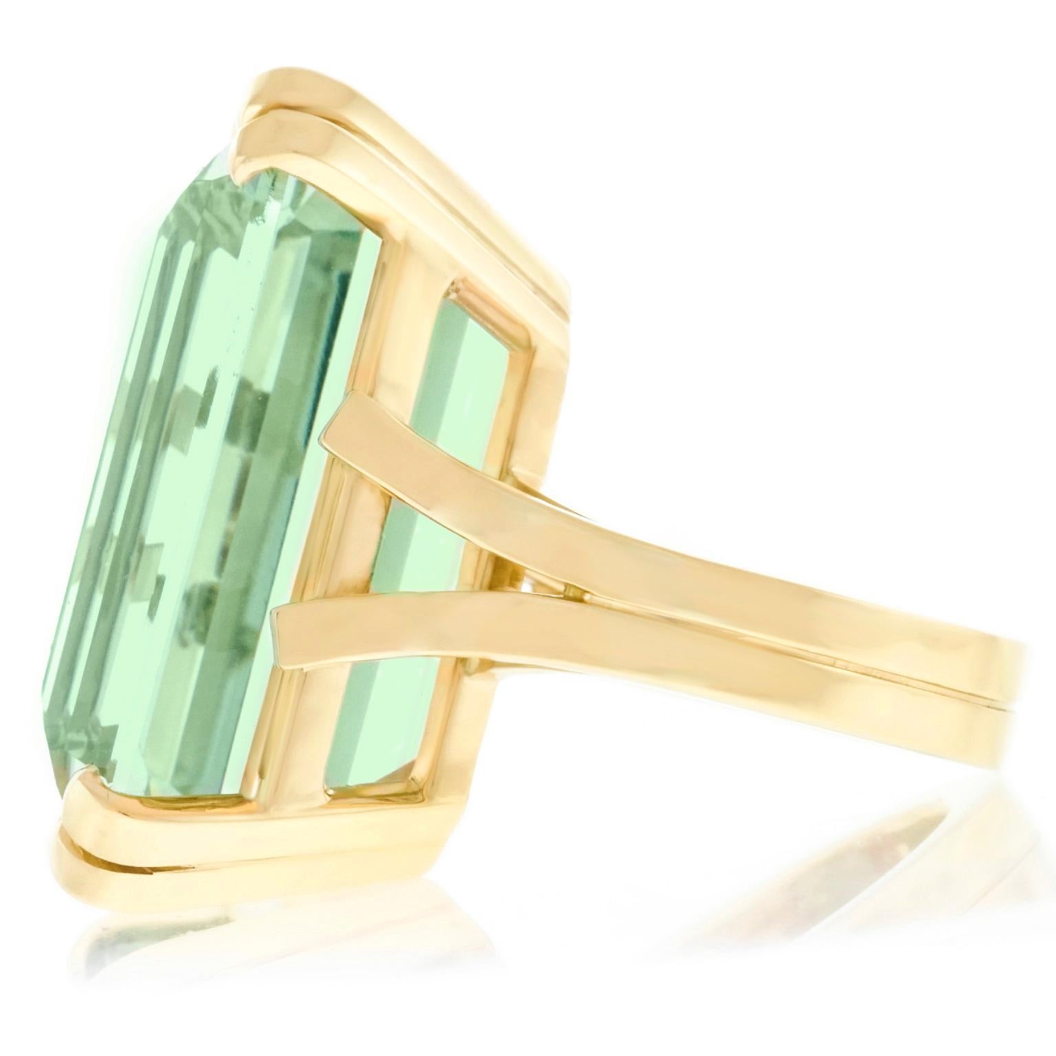 54.14 Carat Natural Green Beryl-Set Gold Ring GIA In New Condition For Sale In Litchfield, CT