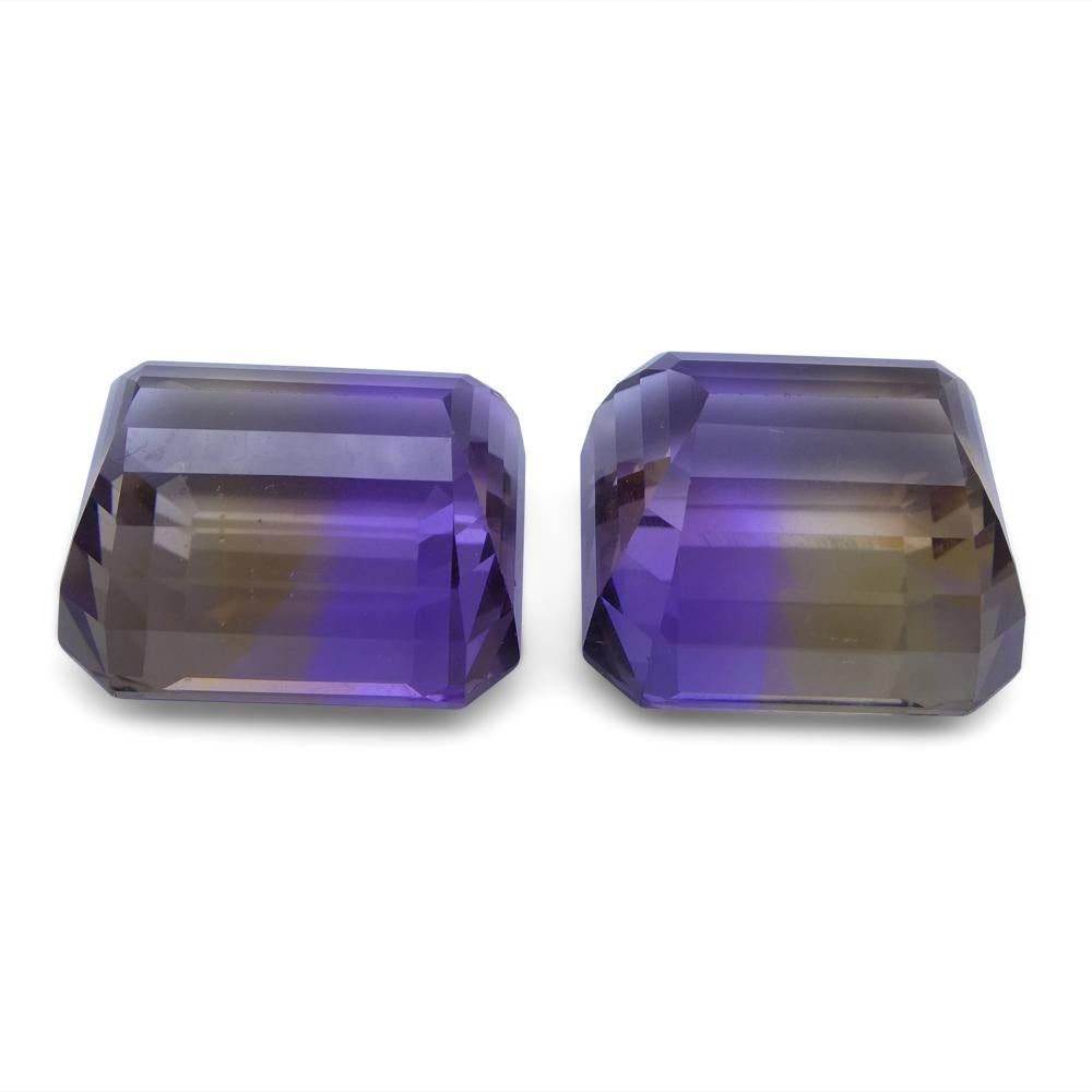 54,18 ct Paar Ametrin im Smaragdschliff, 100% natürlich, sehr seltener Edelstein aus einer Quelle im Angebot 6