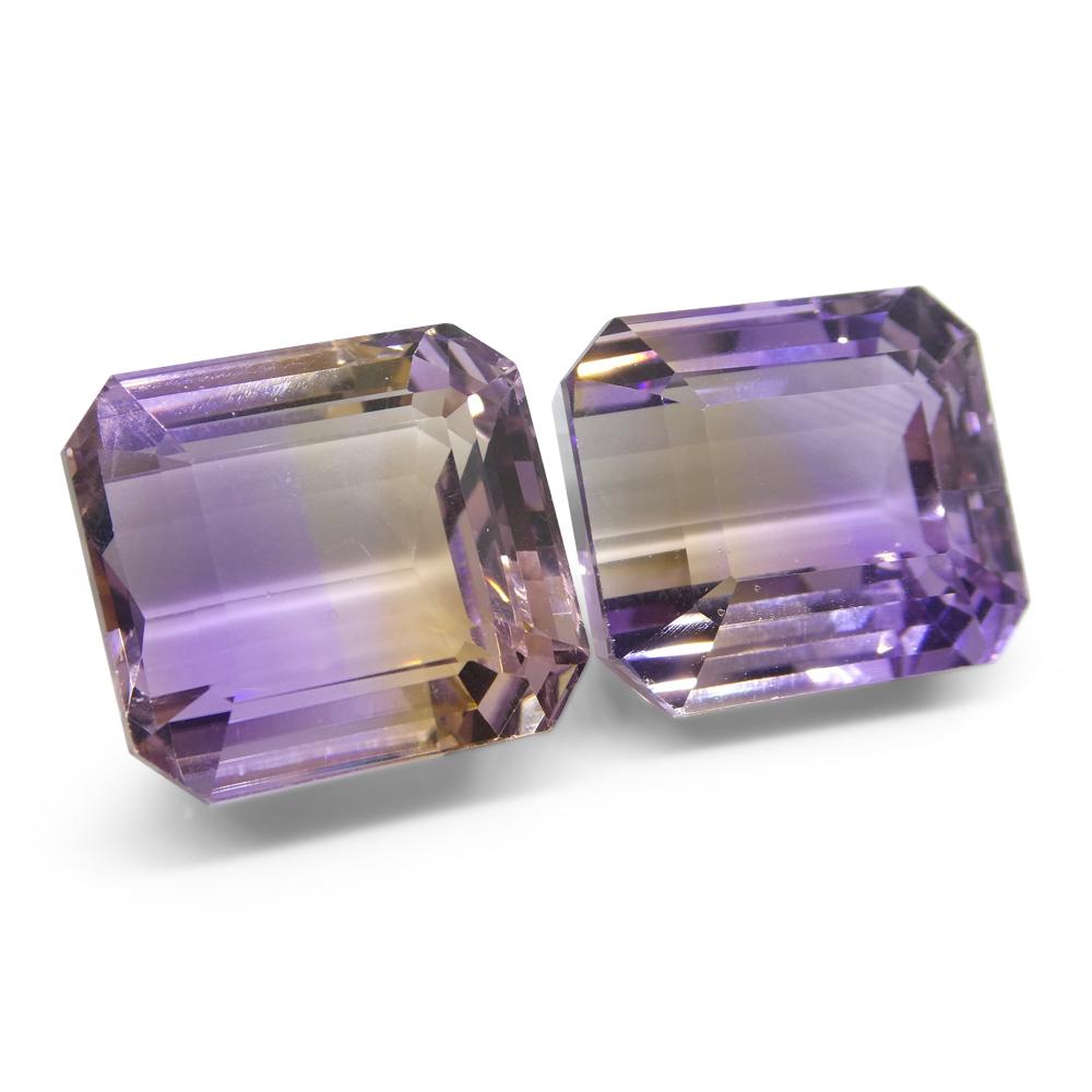 54,18 ct Paar Ametrin im Smaragdschliff, 100% natürlich, sehr seltener Edelstein aus einer Quelle im Angebot 3
