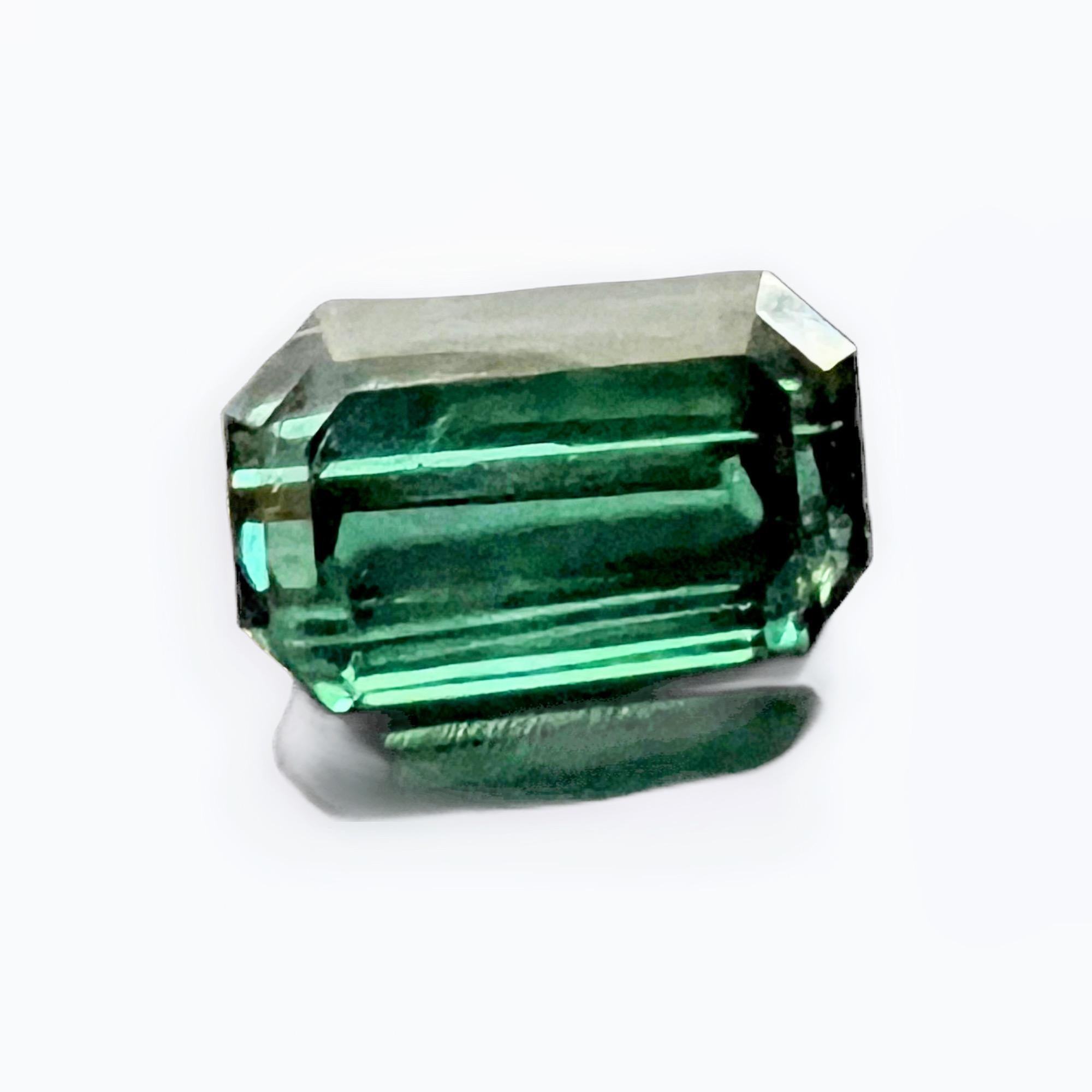 5.41ct Emerald Cut Deep Green Tourmaline In New Condition In Sheridan, WY