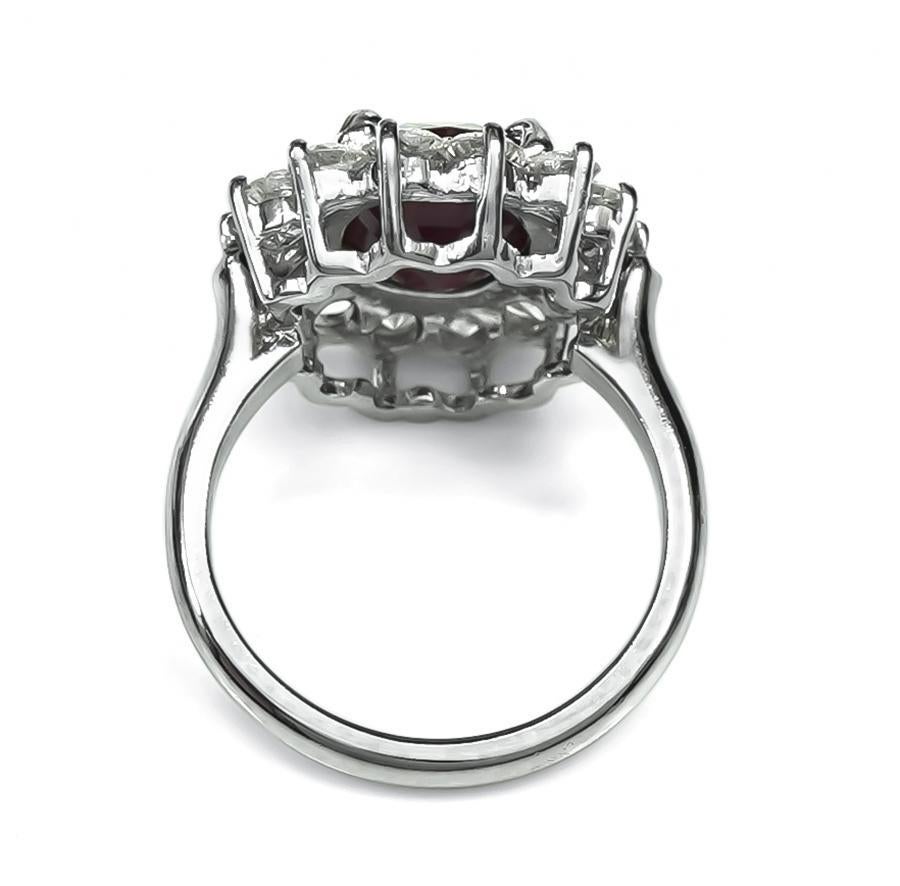 5.41ct Ruby 1.80ct Diamond Engagement Ring In Good Condition For Sale In New York, NY