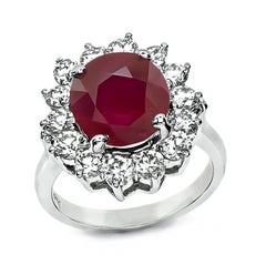 Anillo de compromiso de rubí de 5,41 ct y diamante de 1,80 ct