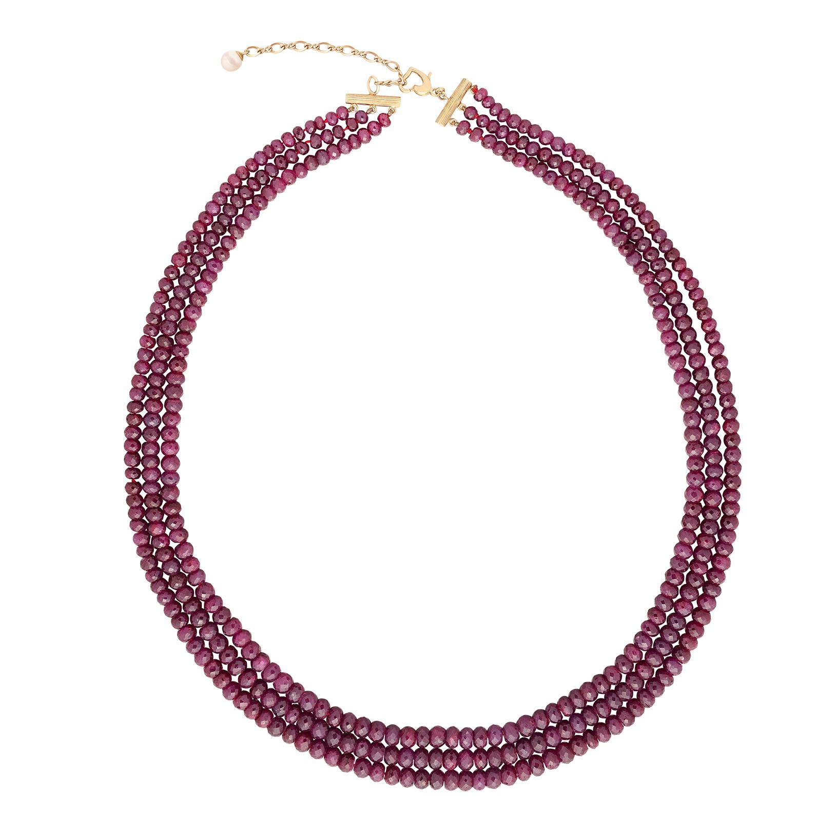 542 carat 3-Strand Ruby Necklace For Sale 2