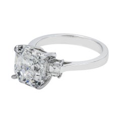 5.42 Carat Asscher Diamond Ring Brilliant White 18K White Gold