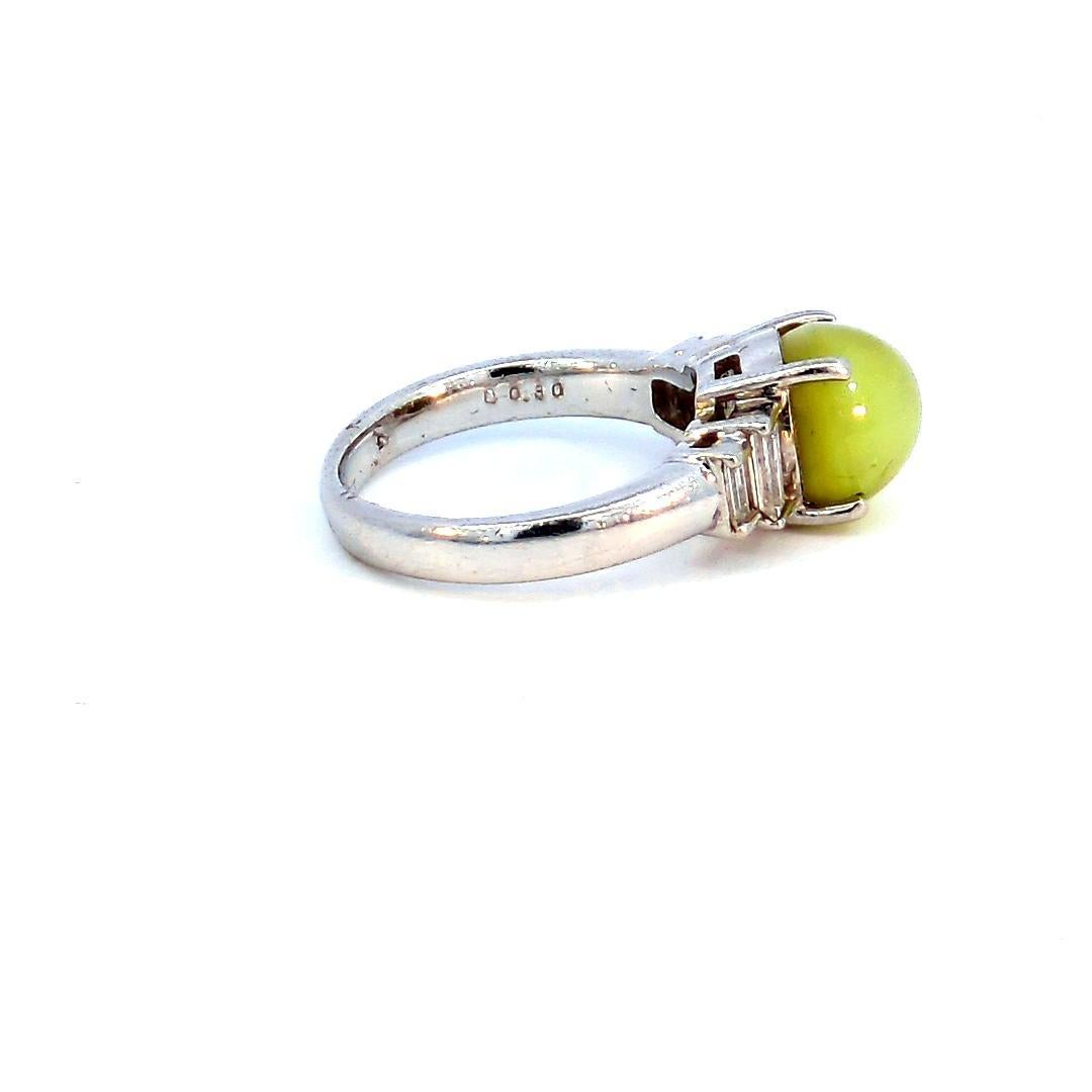 5.42 Carat Cats Eye Diamond Platinum Ring In New Condition For Sale In New York, NY