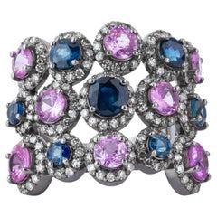 Anillo de Diamantes y Zafiros Múltiples de 5,42 Quilates