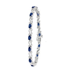 Bracelet en or blanc 14 carats avec diamants et saphirs de 5,42 carats G SI