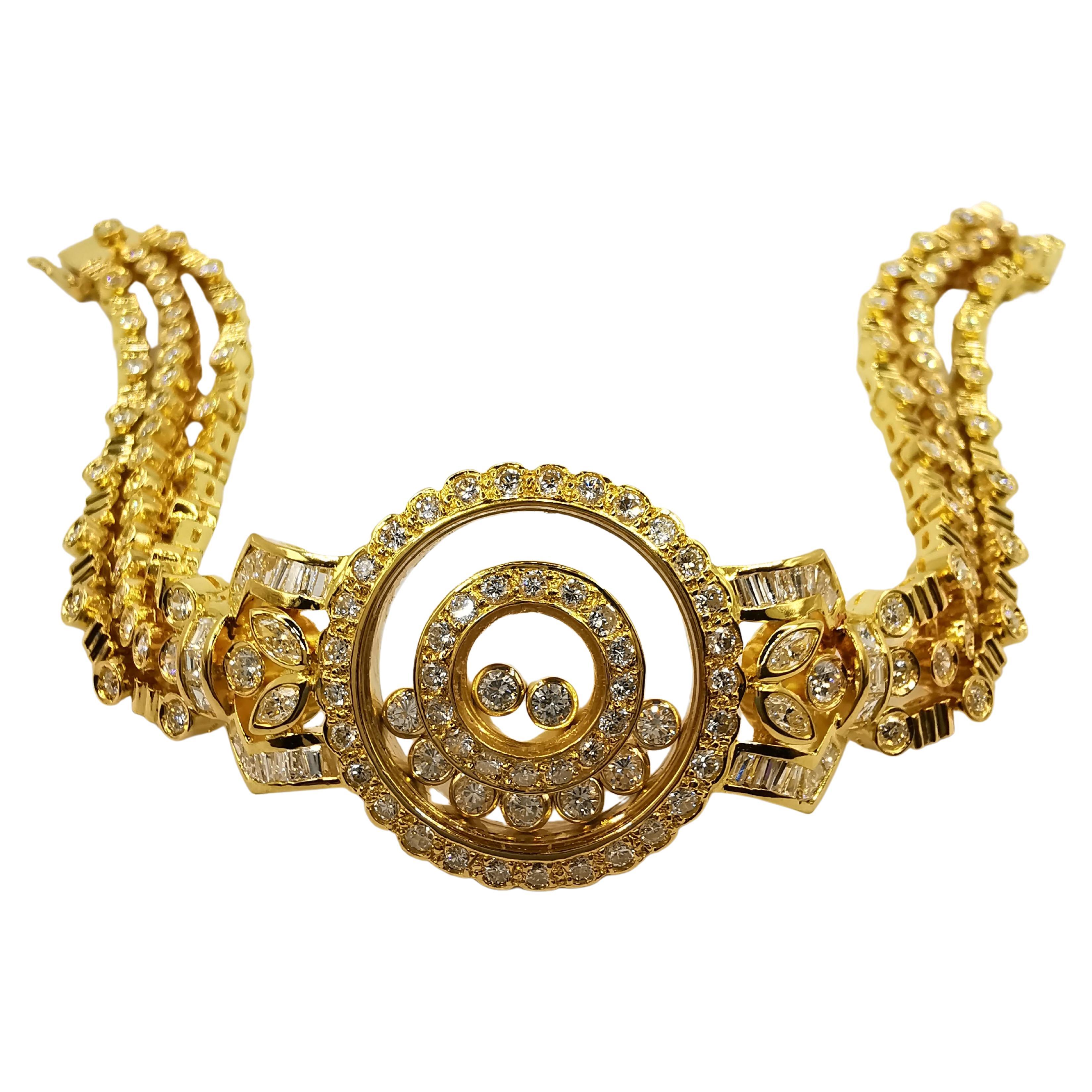 Bracelet Happy en or jaune 18 carats et diamants de 5,42 carats en vente