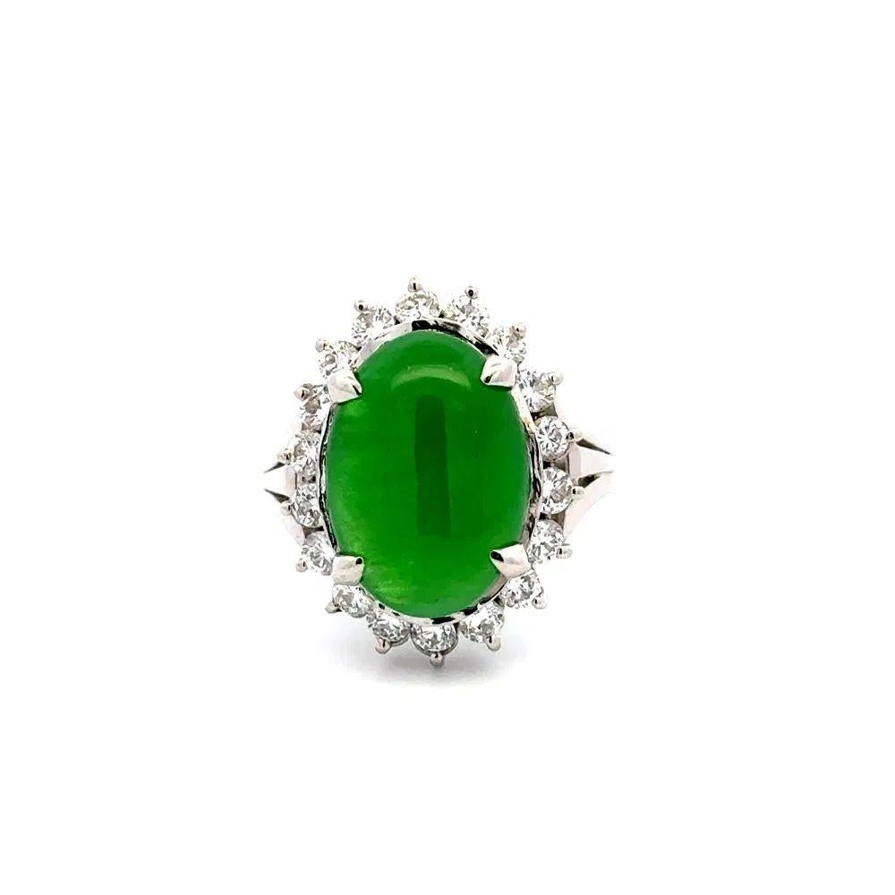 Modern 5.42 Carat Oval A Jade GIA and RBC Diamond Platinum Ring For Sale
