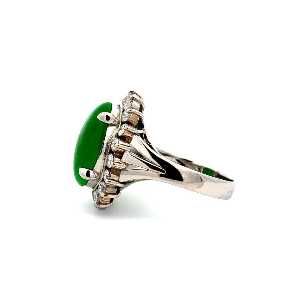 Mixed Cut 5.42 Carat Oval A Jade GIA and RBC Diamond Platinum Ring For Sale