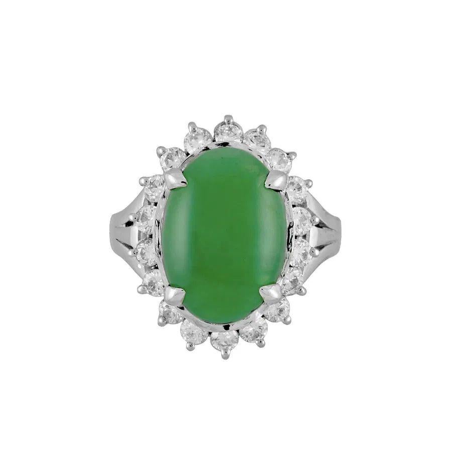 Women's 5.42 Carat Oval A Jade GIA and RBC Diamond Platinum Ring For Sale