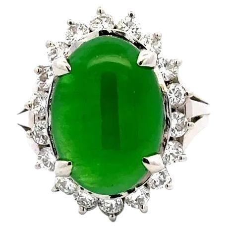 5.42 Carat Oval A Jade GIA and RBC Diamond Platinum Ring