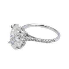 5.42 Carat Oval Diamond Ring Brilliant White 18K Gold Signature Sophistication
