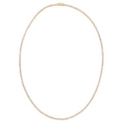 5.42 Carat Round Brilliant Cut Diamond Tennis Necklace 14 Karat Rose Gold 18''
