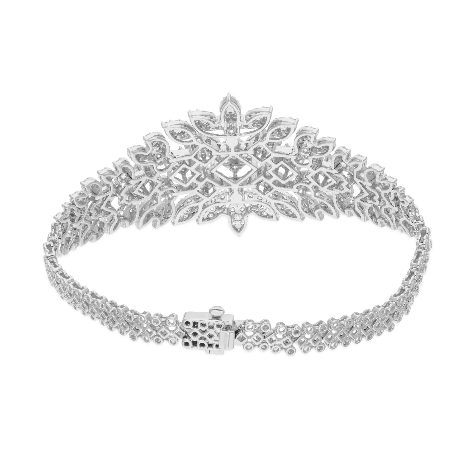 Modern 5.42 Carat SI/H Round Brilliant Cut Diamond Bracelet 14 Karat White Gold Jewelry For Sale