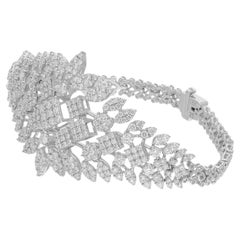 Bracelet en diamant rond de 5,42 carats SI/H taille brillant Bijoux en or blanc 18 carats