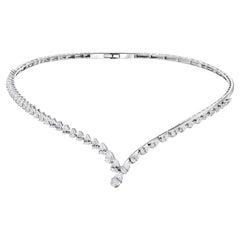 5.42 Ct Pear-Cut Diamond Choker V-Point Front Necklace 18K White Gold For Bridal