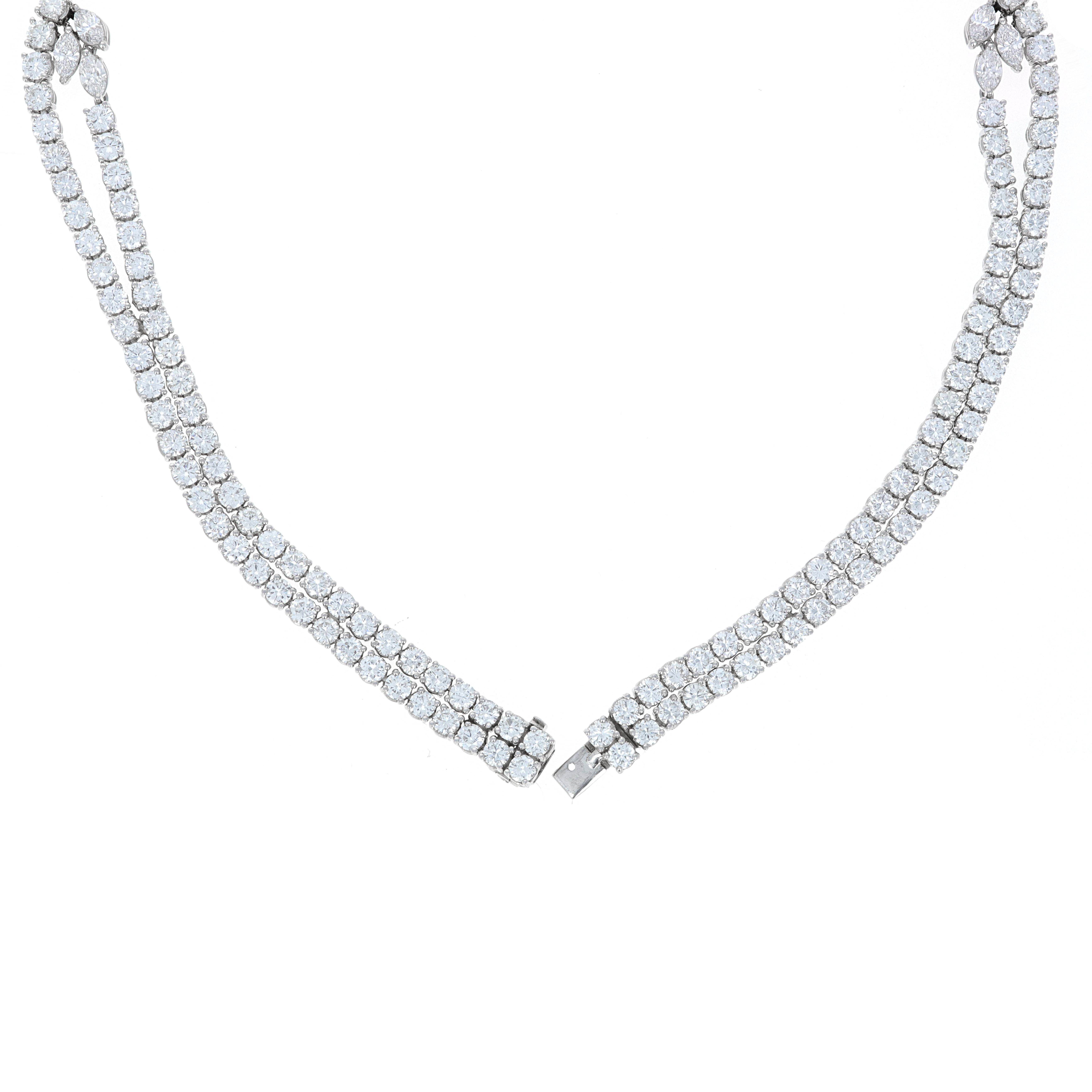 Round Cut 54.25 Carat Total Weight Diamond and Pearl Necklace, Earring and Ring Set
