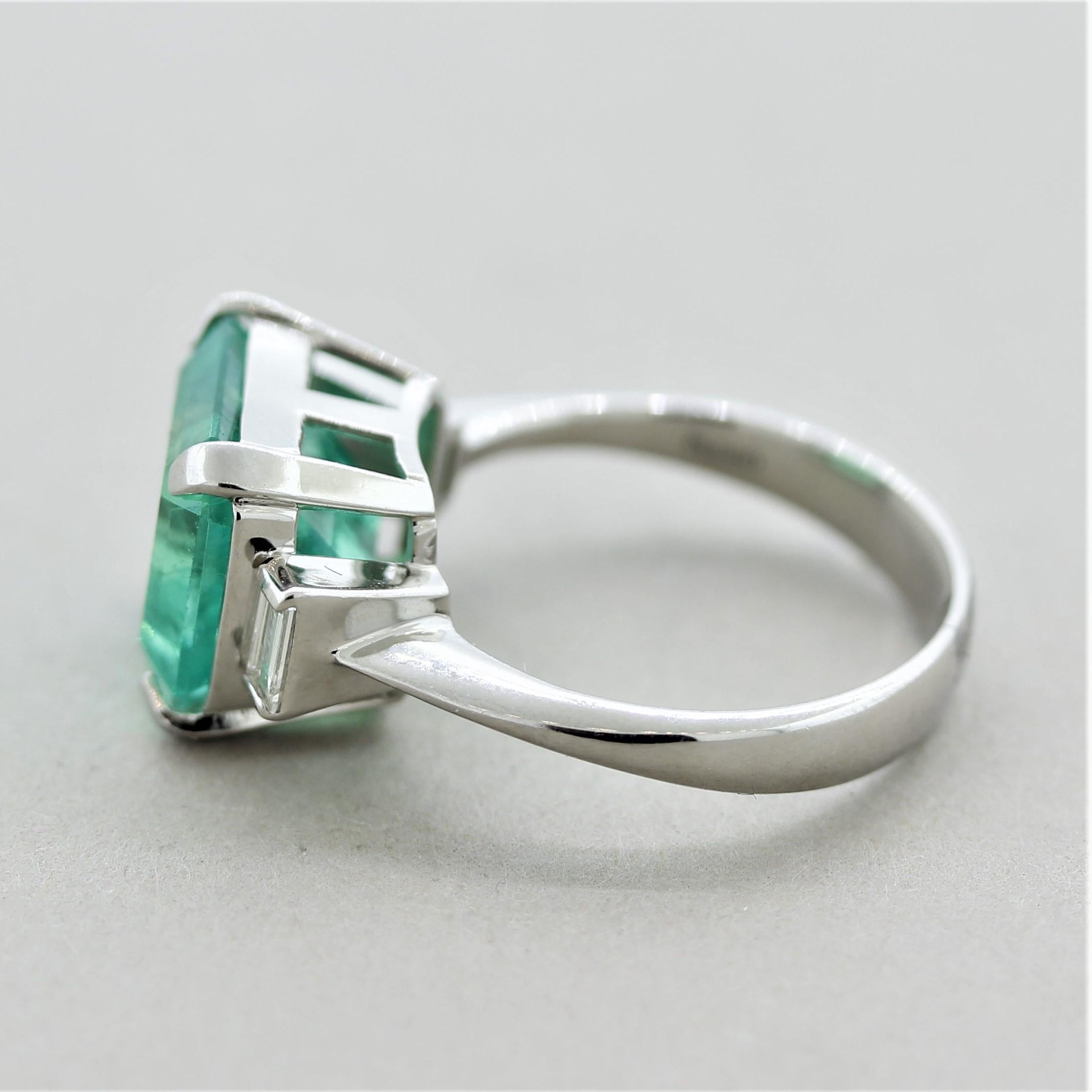 5.43 Carat Colombian Emerald Diamond Platinum Ring, GIA Certified In New Condition For Sale In Beverly Hills, CA