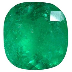 5.43 Carat Medium Green Colombian Emerald - Cushion Cut Genuine May Birthstone
