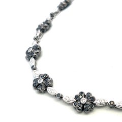 5.43 Carat Round Brilliant H VS and Black Diamond Station Necklace 18K Gold
