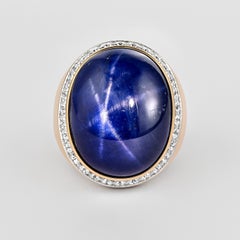 54.31 Carat No Heat Burma Star Blue Sapphire and Diamond Ring AGL Certified