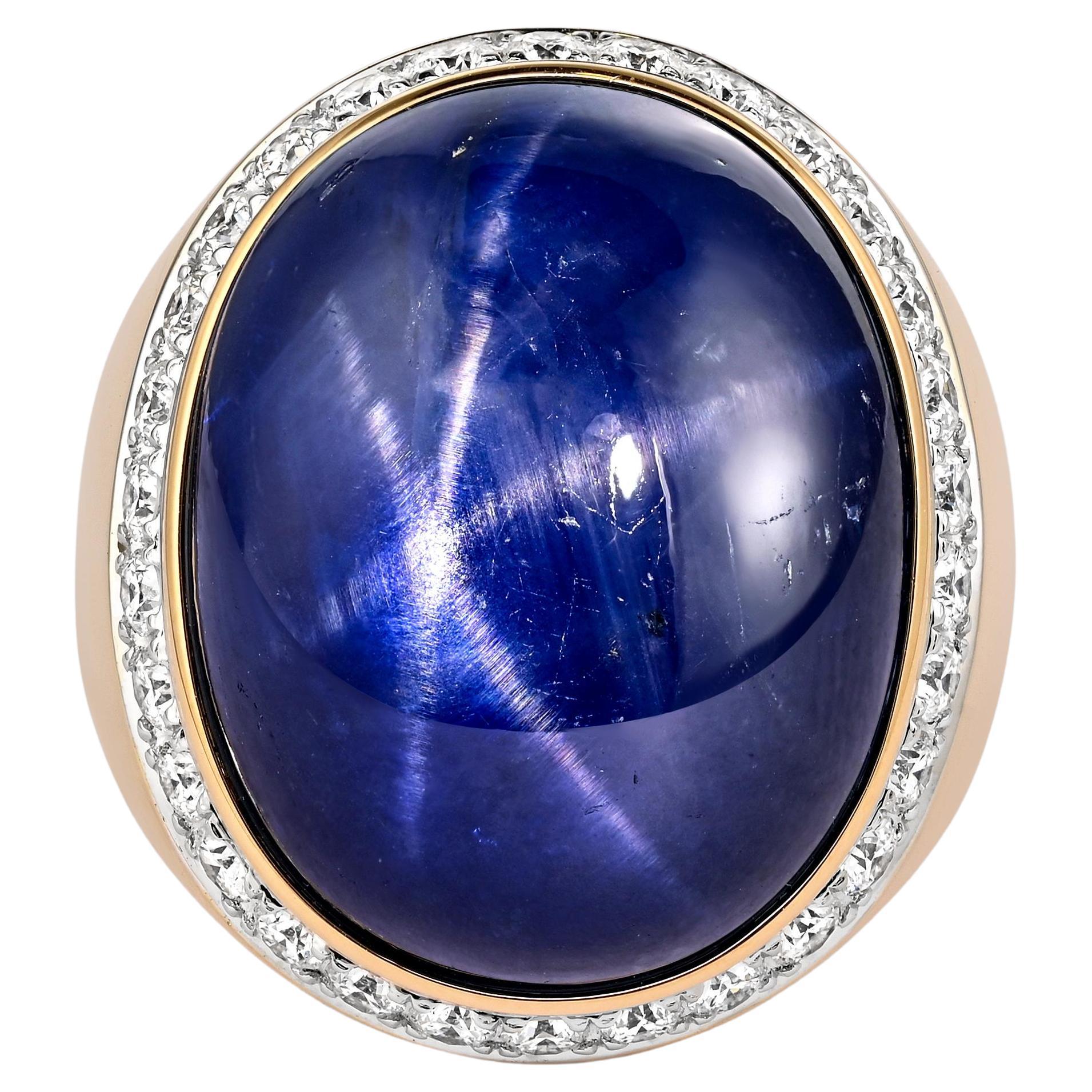 54.31 Carat No Heat Burma Star Blue Sapphire and Diamond Ring AGL Certified