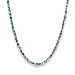 54.31 Carats Tsavorite and Aquamarine Necklace