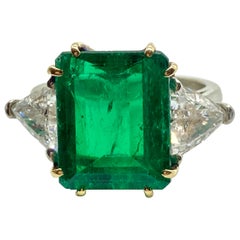 Vintage 5.44 Carat Colombian Emerald and Diamond White Gold Ring