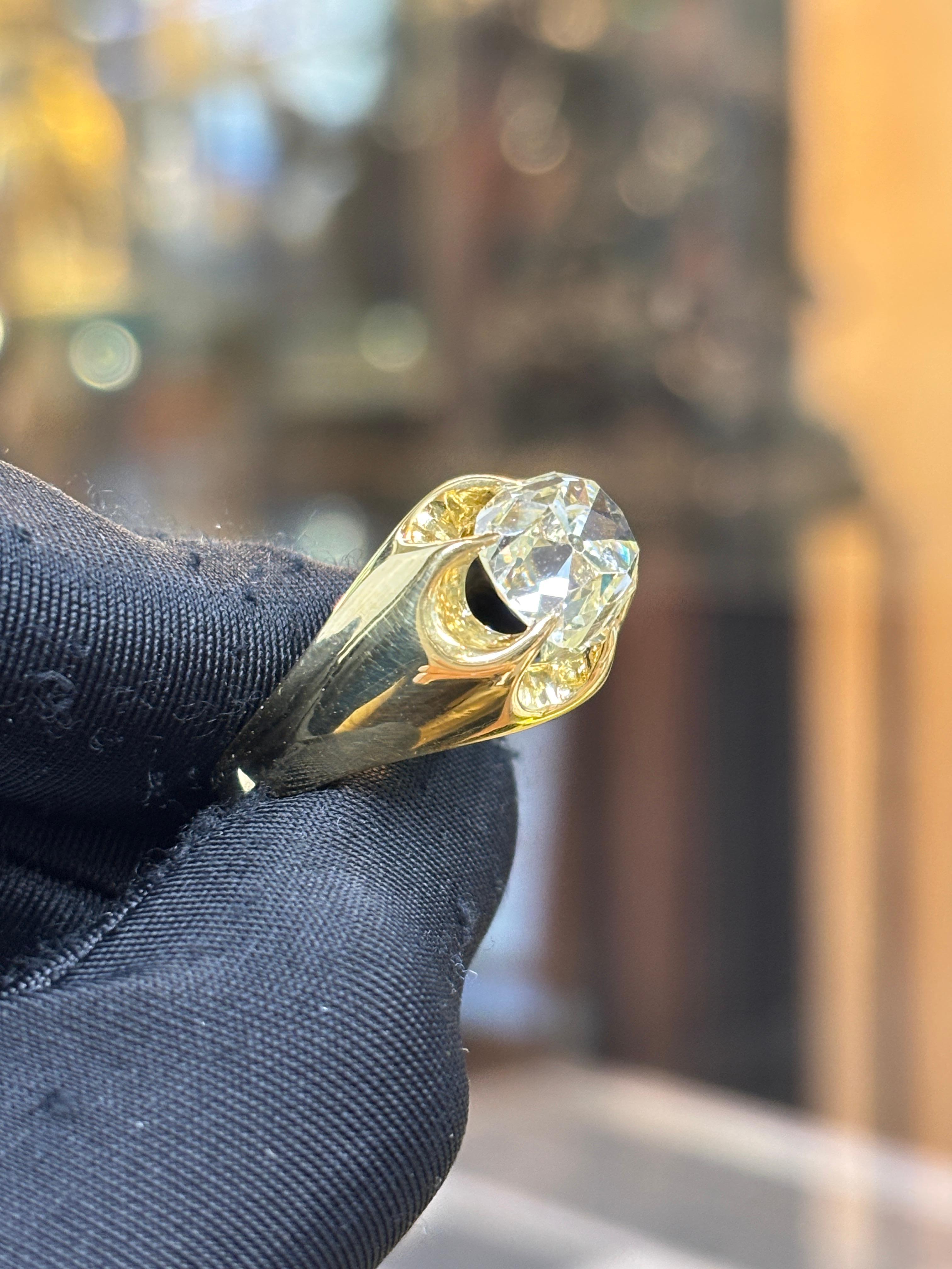 5.44 Carat Old Mine Cut Diamond Ring For Sale 1