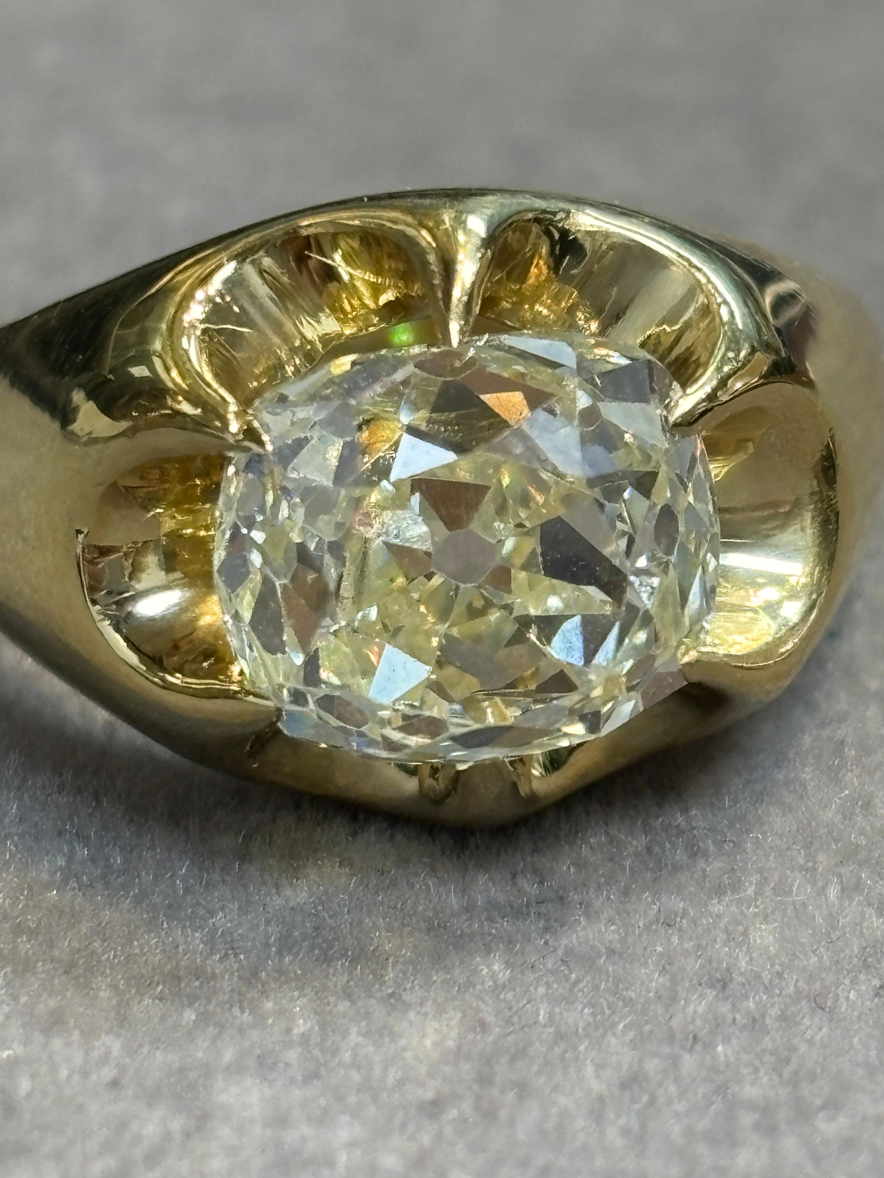 5.44 Carat Old Mine Cut Diamond Ring For Sale 6