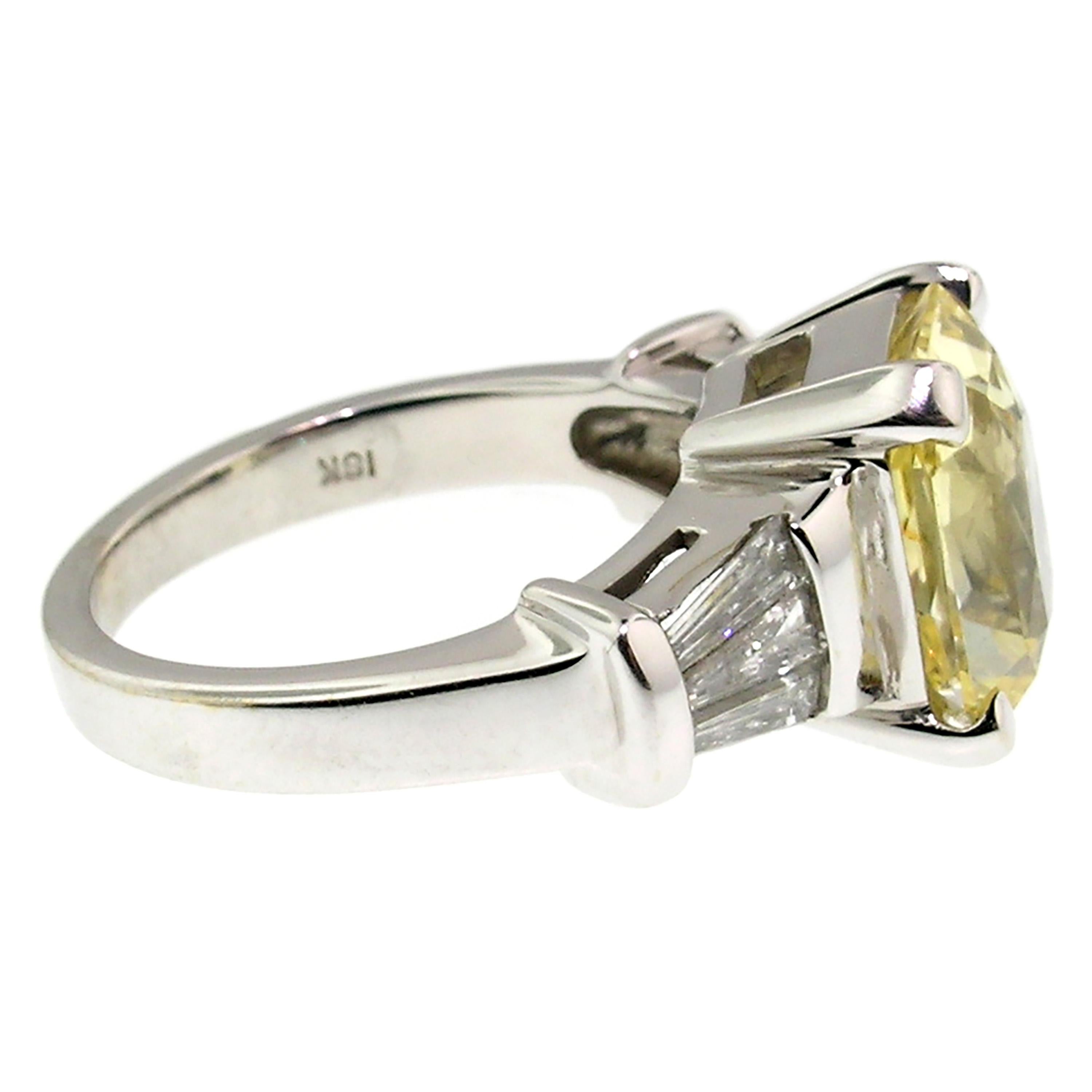 Women's 5.44 Carat Unheated Yellow Ceylon Sapphire and Diamond 18 Karat Custom Ring