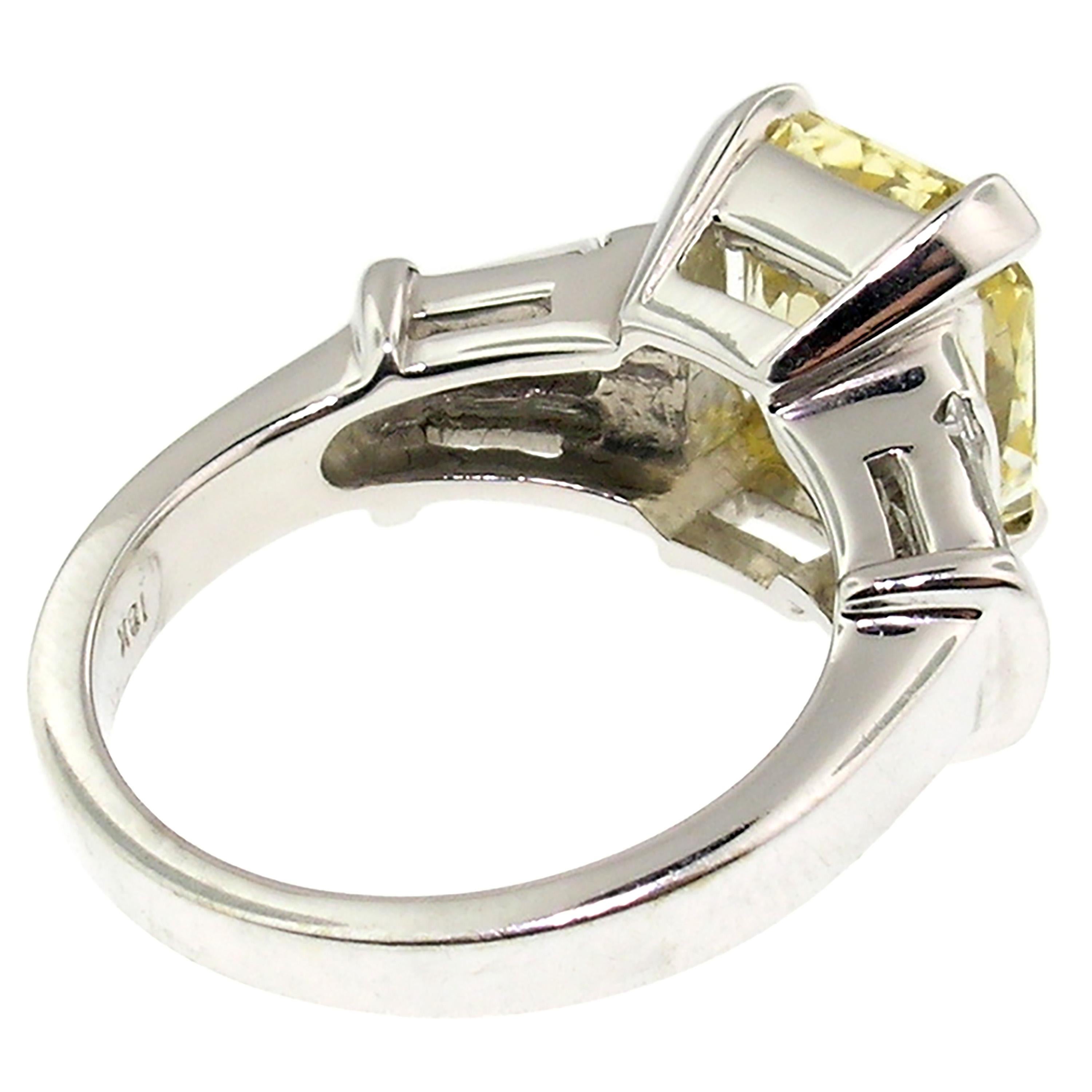 5.44 Carat Unheated Yellow Ceylon Sapphire and Diamond 18 Karat Custom Ring 1